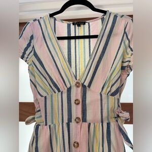 As U Wish Linen Pinstripe Dress